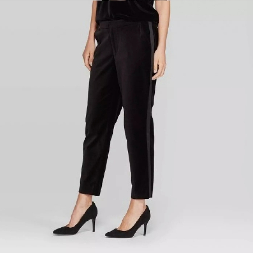 Ankle Pants mid-Rise velvet slim